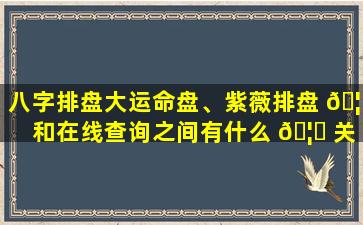 八字排盘大运命盘、紫薇排盘 🦈 和在线查询之间有什么 🦋 关系